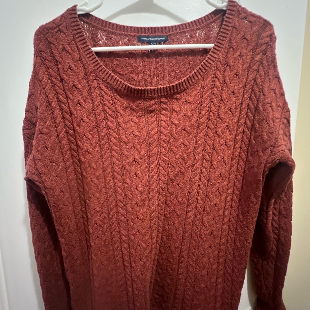 Cable Knit Sweater in Rust